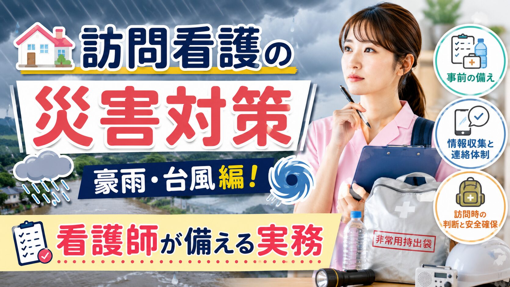 訪問看護の災害対策｜豪雨・台風編！看護師が備える実務 | 訪問看護